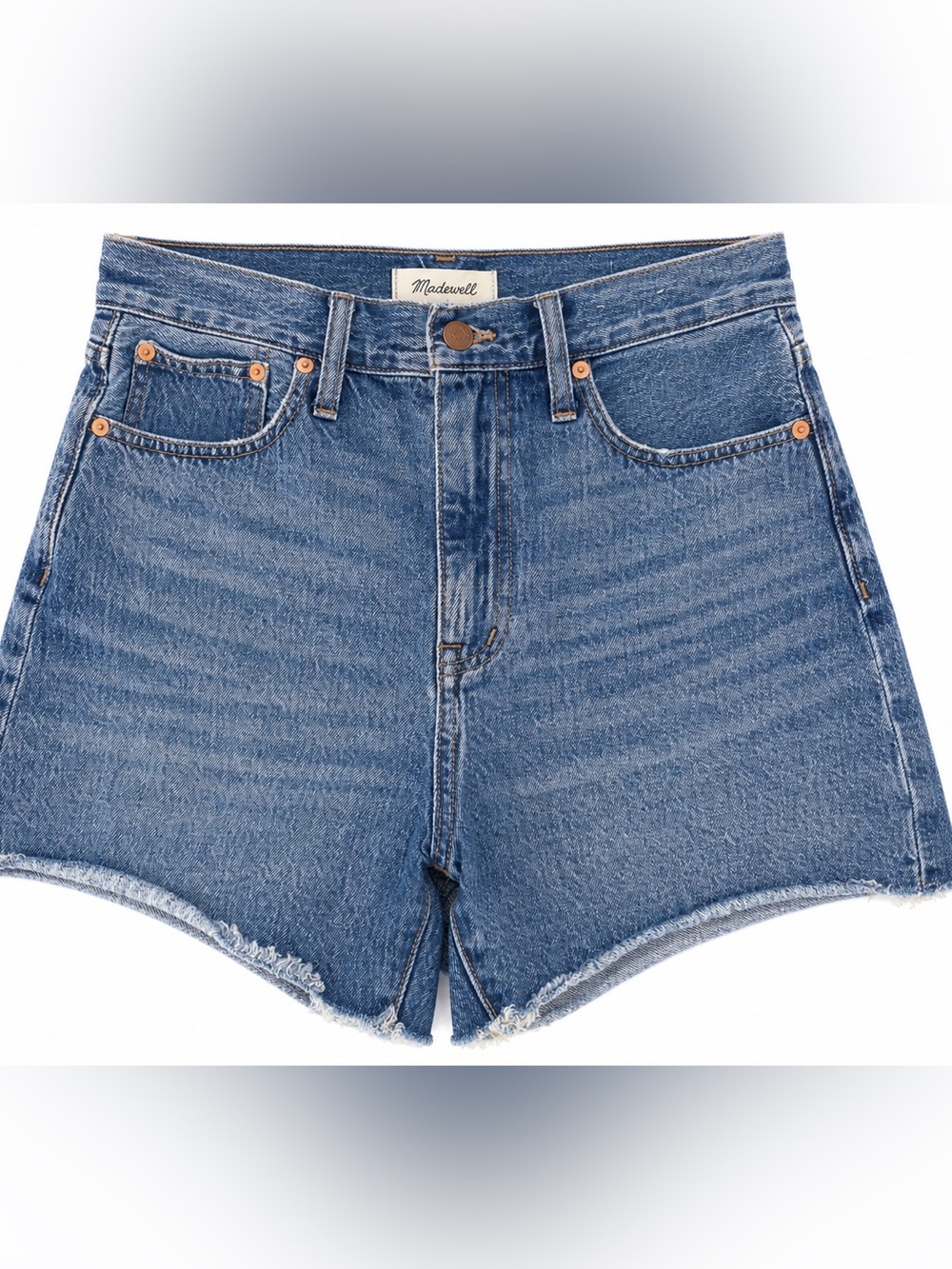 Madewell Mom Jean Blue Denim High-Rise Cutoff Shorts